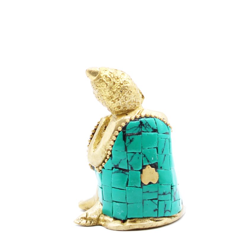 Mosazná Soška Buddhy - Velká Hlava - 11.5 cm