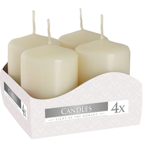 Set 4 Sloupových Svíček 40x60mm - Ivory