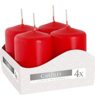 Set 4 Sloupových Svíček 40x60mm - Červené