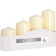 Set 4 Sloupových Svíček 50mm (11/16/22/33H) - Ivory