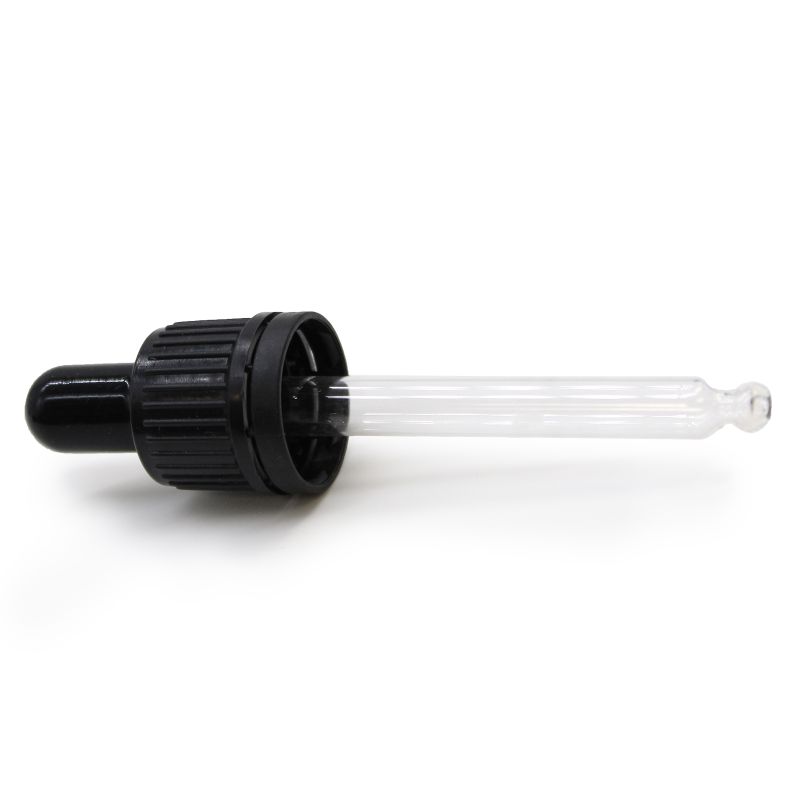 Černá T/E Skleněná Pipeta pro 30ml Lahvičku s Kapátkem 18mm