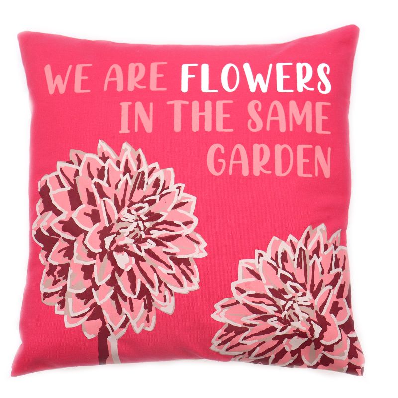 Povlak na Polštář s Potiskem - We are Flowers - Olivová, Růžová a Přírodní