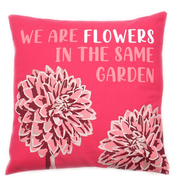 Povlak na Polštář s Potiskem - We are Flowers - Olivová, Růžová a Přírodní