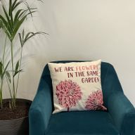 Povlak na Polštář s Potiskem - We are Flowers - Olivová, Růžová a Přírodní