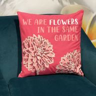 Povlak na Polštář s Potiskem - We are Flowers - Olivová, Růžová a Přírodní