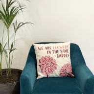 Povlak na Polštář s Potiskem - We are Flowers - Olivová, Růžová a Přírodní