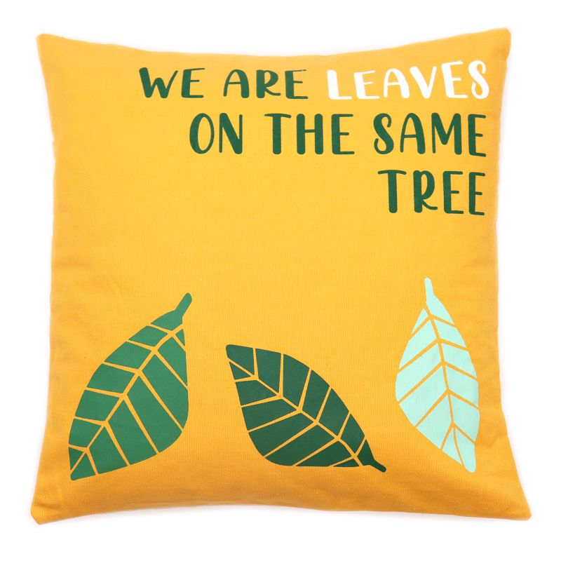 Povlak na Polštář s Potiskem - We are Leaves - Žlutá, Modrá a Přírodní