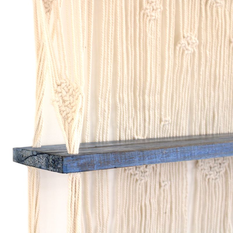 Přírodní Macramé Závěsná Police - Modrá