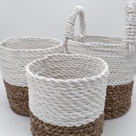 Set Košíků z Mořské Trávy - Přírodní / Bílá