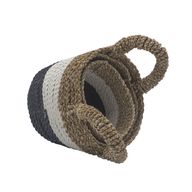Set Košíků z Mořské Trávy - Oranžová / Přírodní / Bílá