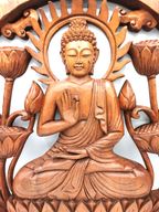 Dekorativní Dřevený Panel - Buddha & Lotos - 40cm