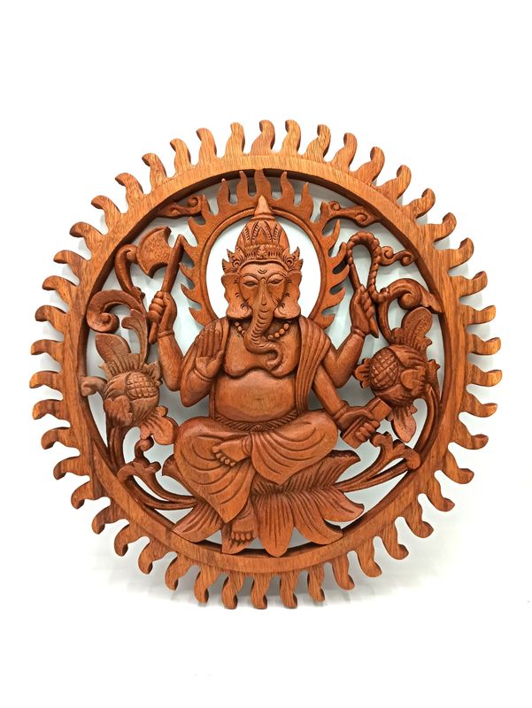 Dekorativní Dřevený Panel - Ganéša - 40cm