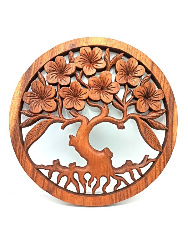 Dekorativní Dřevený Panel - Strom Života - Frangipani - 40cm