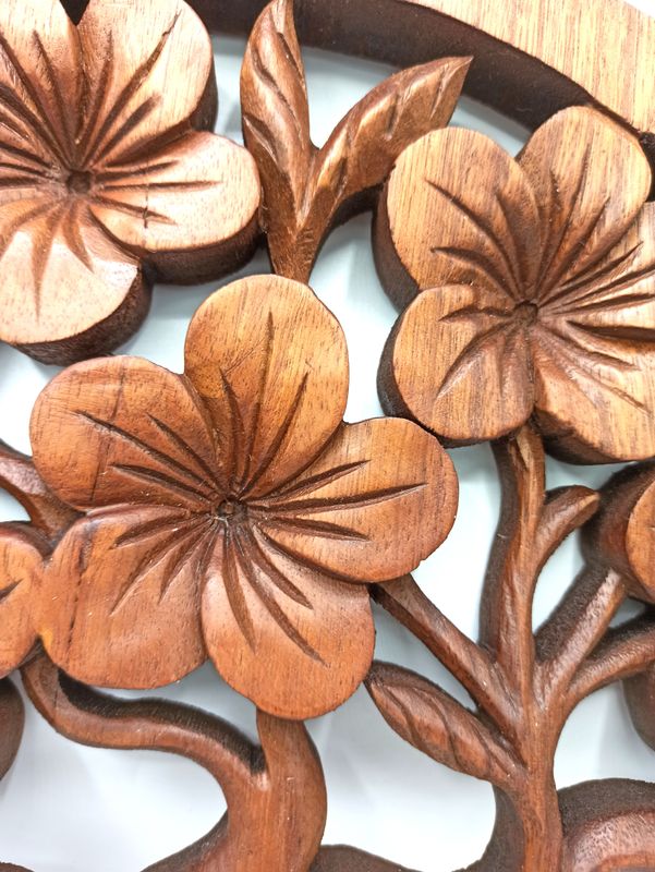 Dekorativní Dřevený Panel - Strom Života - Frangipani - 40cm