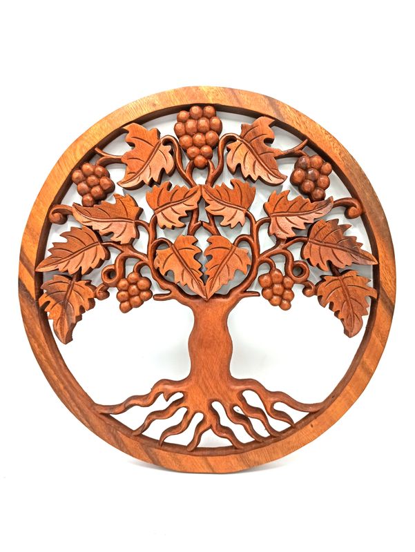 Dekorativní Dřevený Panel - Strom Života - Hrozny - 40cm