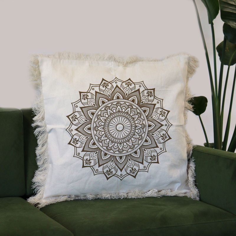 Lotosový Mandala Polštář - 60x60cm -Bronzový