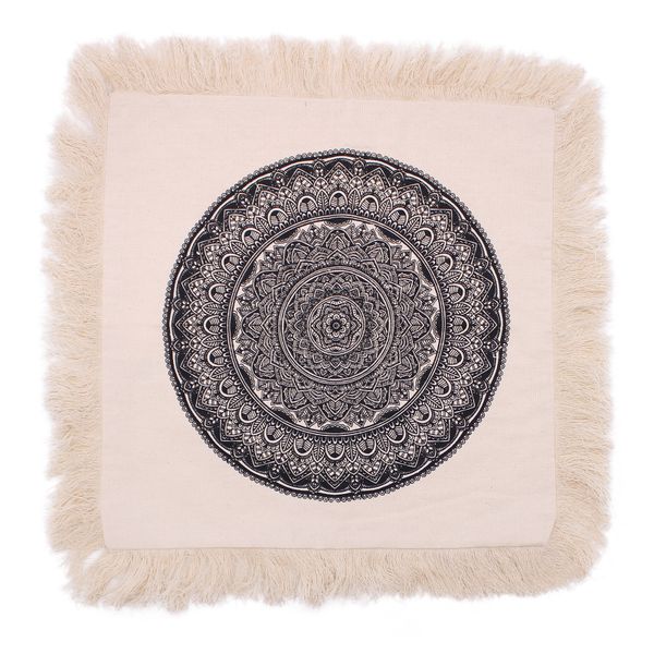 Tradiční Mandala Polštář - 45x45cm - Černý