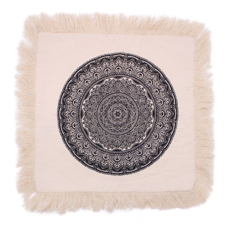 Tradiční Mandala Polštář - 45x45cm - Černý
