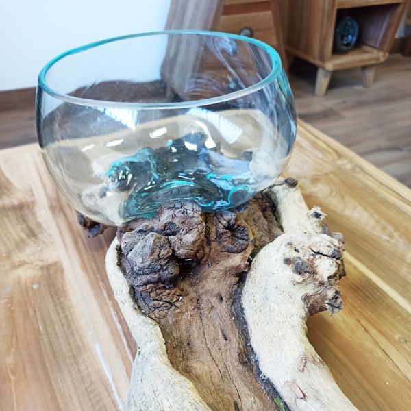 Tavené Sklo na Dřevě - Velký Dvojitý Stojan - 70cm