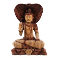 Ručně Vyřezávaná Socha Buddhy - Shiva a Kobra 50cm
