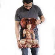 Ručně Vyřezávaná Socha Buddhy - Shiva a Kobra 50cm
