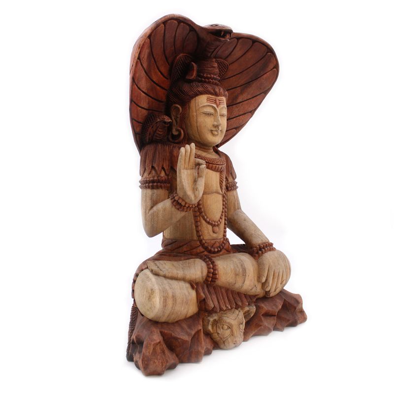 Ručně Vyřezávaná Socha Buddhy - Shiva a Kobra 50cm