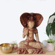 Ručně Vyřezávaná Socha Buddhy - Shiva a Kobra 50cm