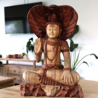 Ručně Vyřezávaná Socha Buddhy - Shiva a Kobra 50cm