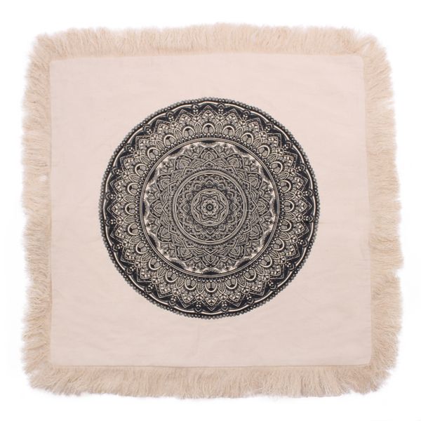 Tradiční Mandala Polštář - 60x60cm - Černý