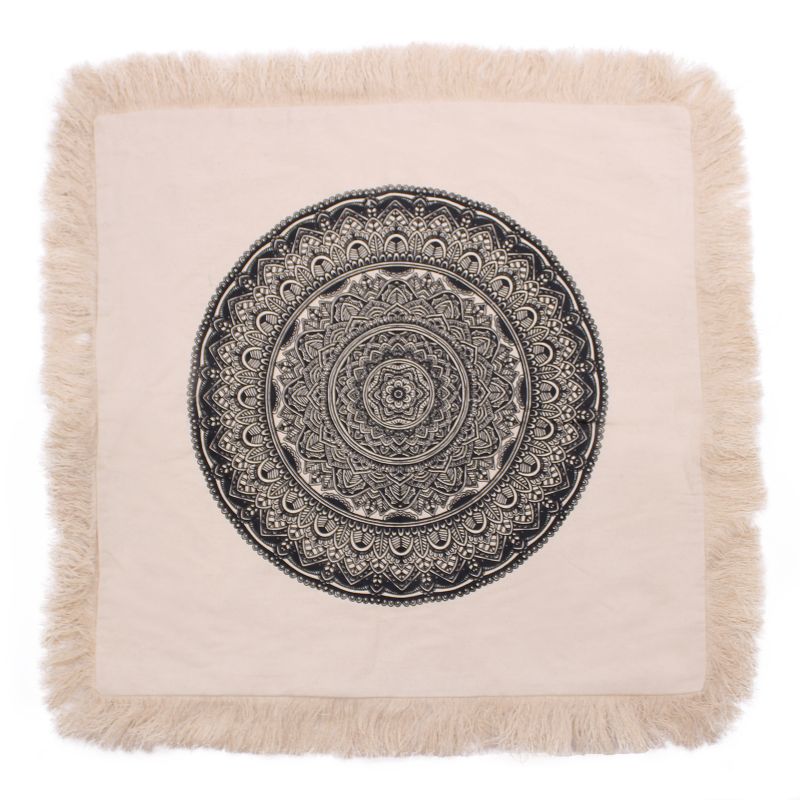 Tradiční Mandala Polštář - 60x60cm - Černý