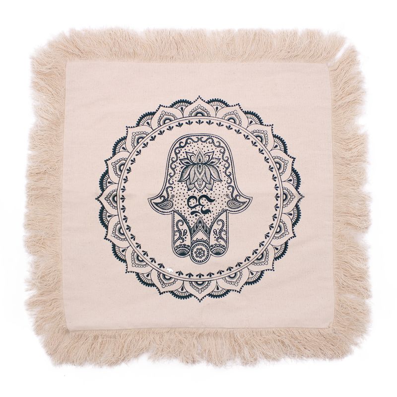 Hamsa Mandala Polštář - 45x45cm - Zelený