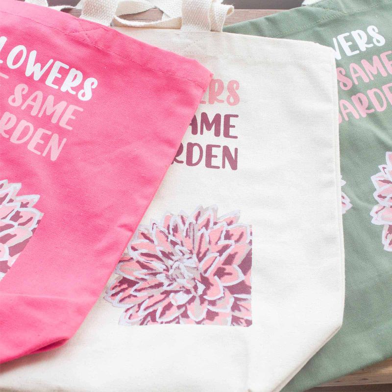 Bavlněná Taška s Potiskem - We are Flowers - Olivová, Růžová a Natural