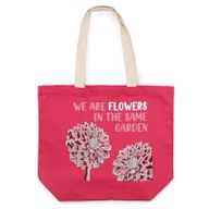 Bavlněná Taška s Potiskem - We are Flowers - Olivová, Růžová a Natural