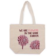 Bavlněná Taška s Potiskem - We are Flowers - Olivová, Růžová a Natural