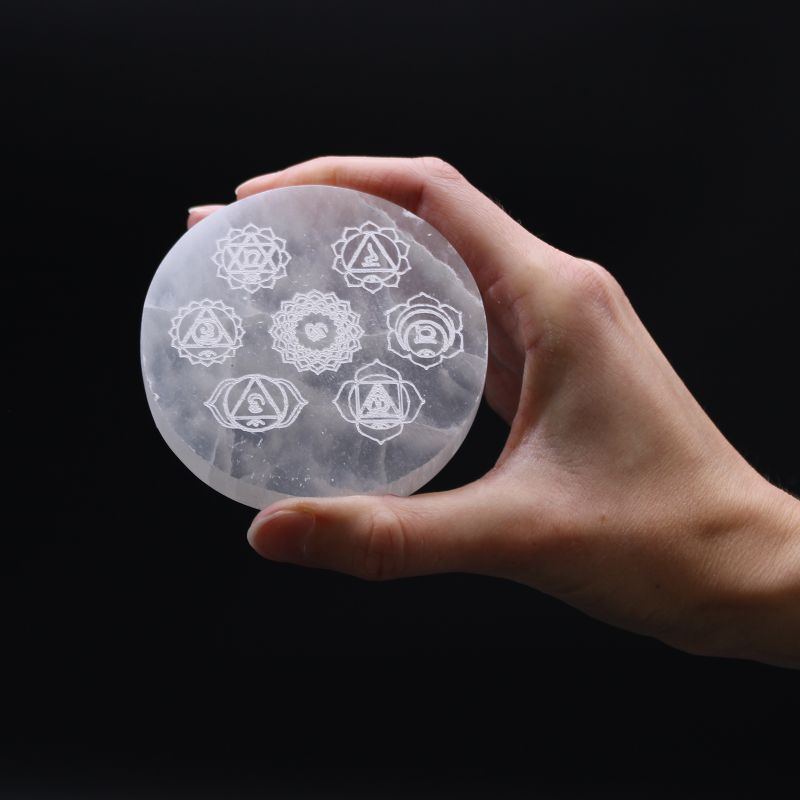 Malý Selenitový Talíř 8cm - Design Chakra