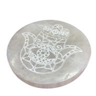 Střední Selenitový Talíř 10cm - Hamsa