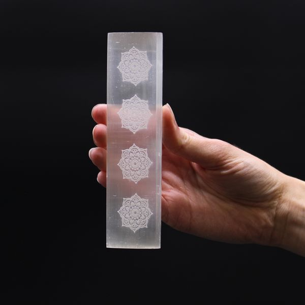 Plochý Selenitový Blok 15cm - Mandala
