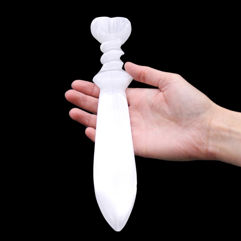 Selenitový Velký Obřadní Nůž - Spirálovitý (25cm)