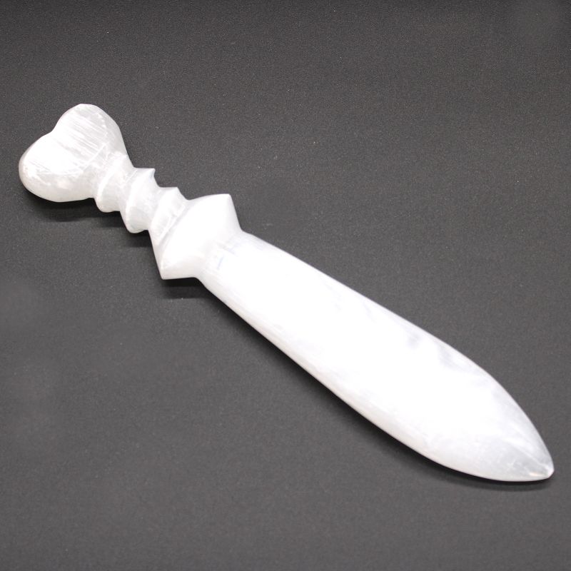 Selenitový Velký Obřadní Nůž - Spirálovitý (25cm)