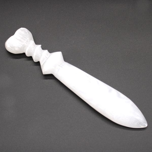 Selenitový Velký Obřadní Nůž - Spirálovitý (25cm)