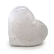 Selenitové Srdce - 7-8cm (Gravírovaná Mandala)
