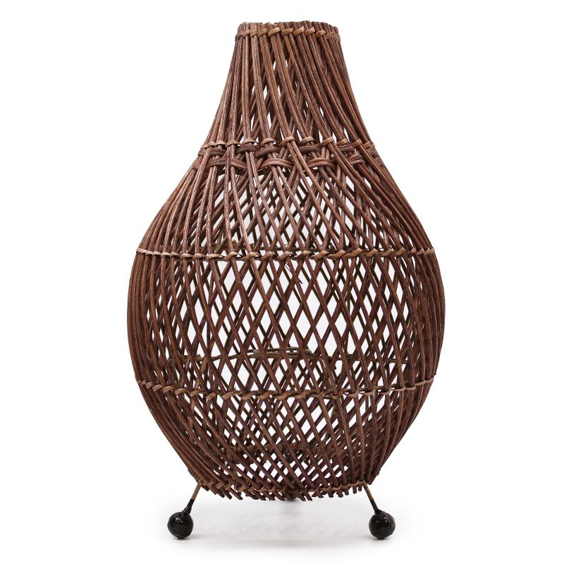 Ratanová Stolní Lampa - Tmavě Hnědá