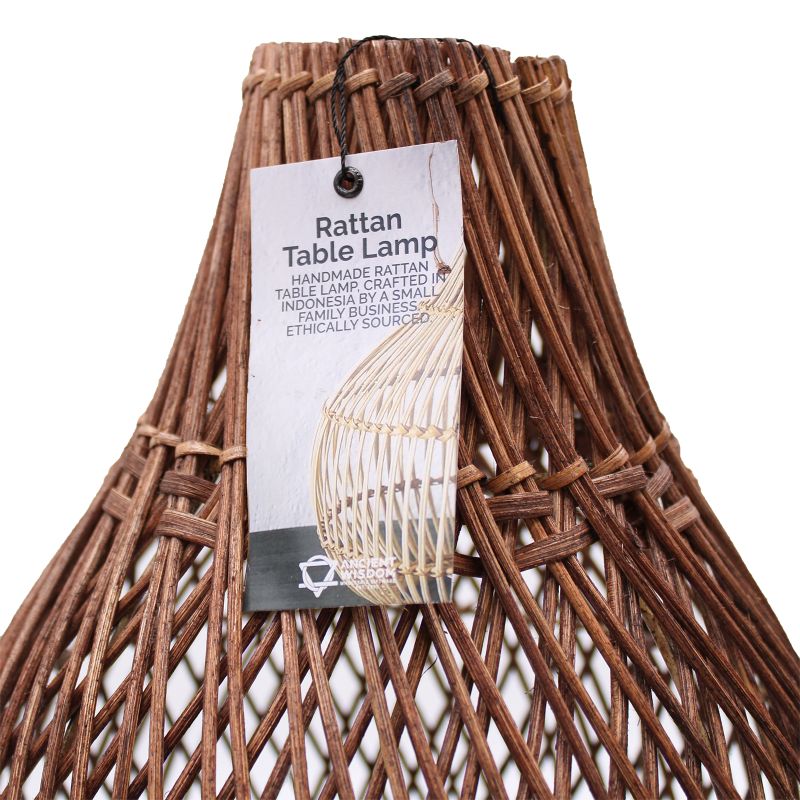Ratanová Stolní Lampa - Tmavě Hnědá