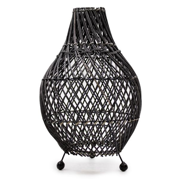 Ratanová Stolní Lampa - Černá