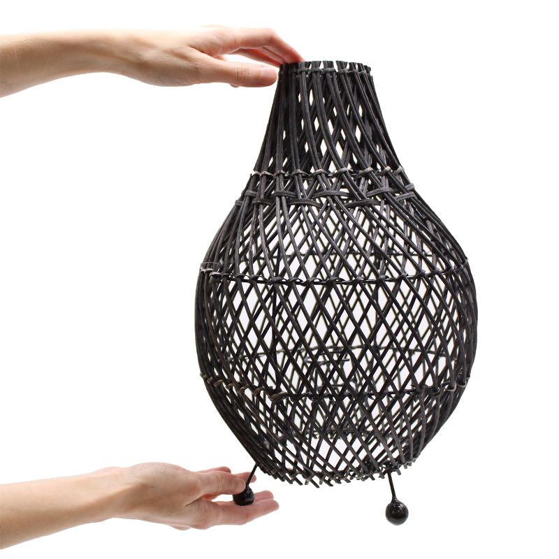 Ratanová Stolní Lampa - Černá