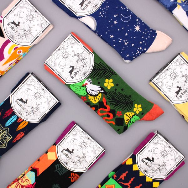 Hop Hare Bamboo Socks - Blue Buddha & Lotus S/M