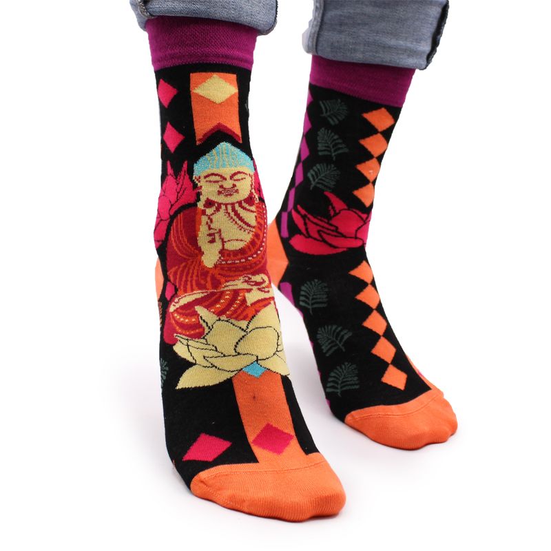 Hop Hare Bambusové Ponožky (36-40) - Růžový Buddha & Lotos 