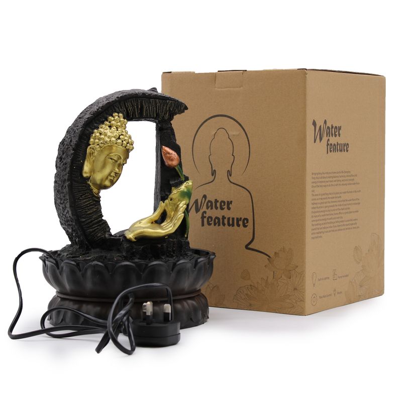 Stolní Fontánka - 30cm - Zlatý Buddha & Lotos