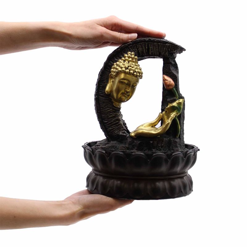 Stolní Fontánka - 30cm - Zlatý Buddha & Lotos