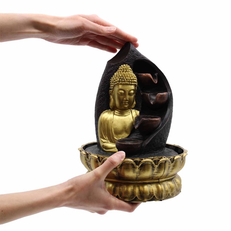 Stolní Fontánka - 30cm - Zlatý Buddha & Tekoucí Misky